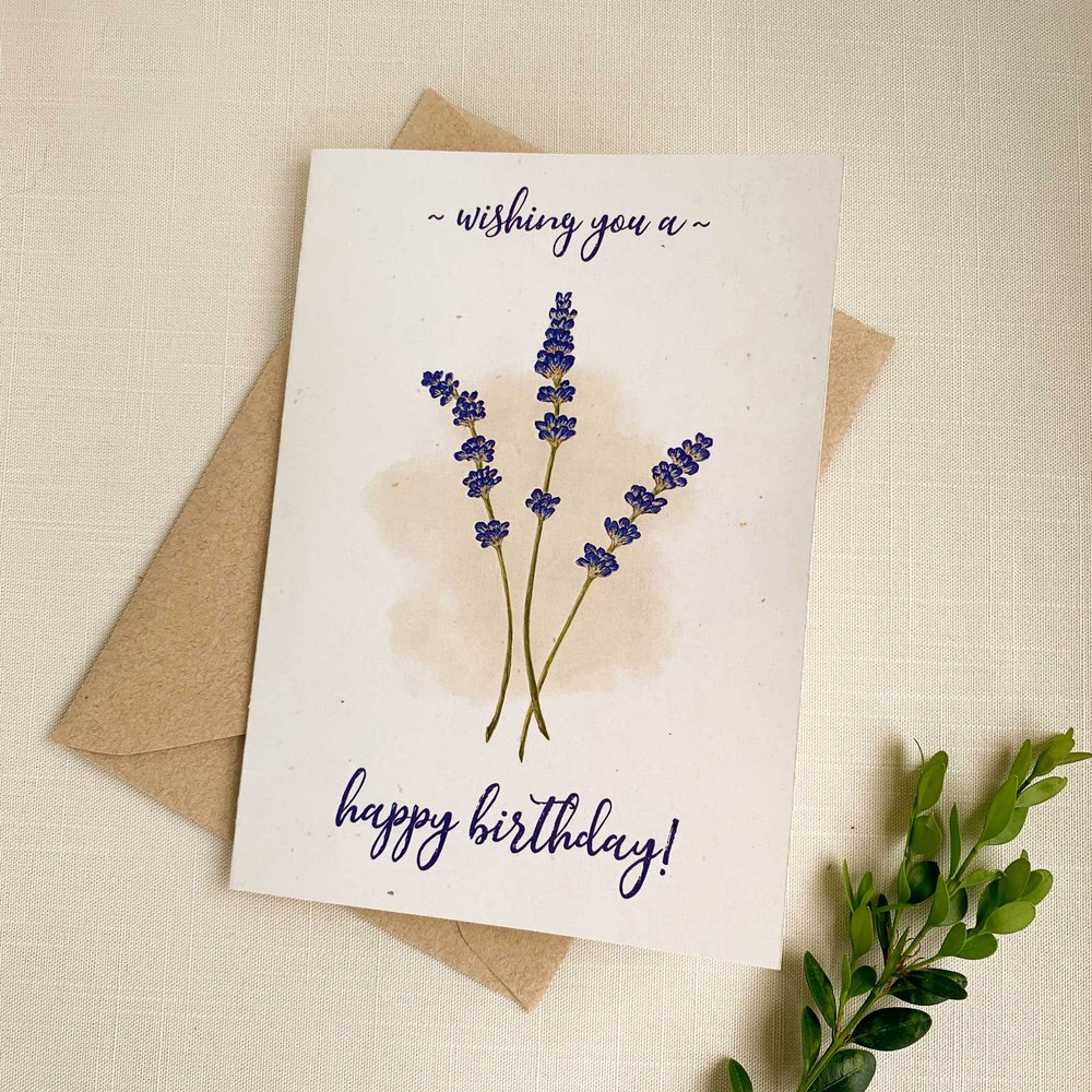 Lavender Happy Birthday Greeting Card $5.00